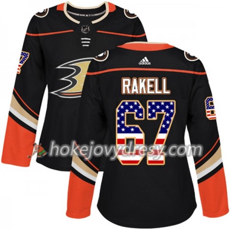 Dámské Hokejový Dres Anaheim Ducks Rickard Rakell 67 2017-2018 USA Flag Fashion Černá Adidas Authentic